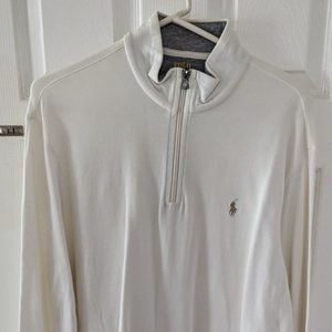 Polo Ralph Lauren Luxury Jersey Quarter-Zip Pullover - white - Mens Large